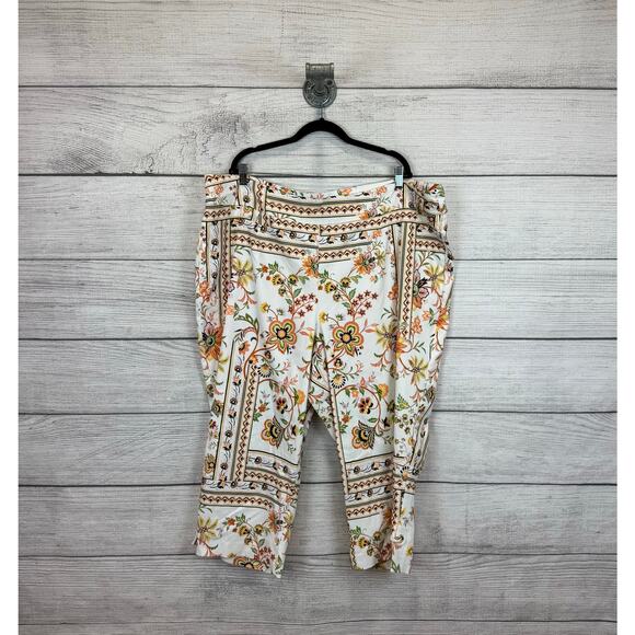 Cato Plus Size Colorful Floral Printed High Rise Cropped Pants Size 28W - Picture 1 of 9